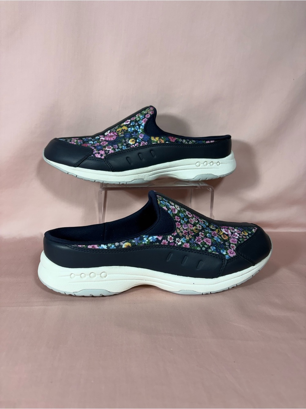 Easy Spirit Women’s TravelTime 594 Navy Blue/Multi Floral Slip On Mule Size 11 M